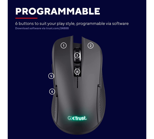 Игровая мышь Trust GXT 923 YBAR Wireless Black (24888_TRUST)