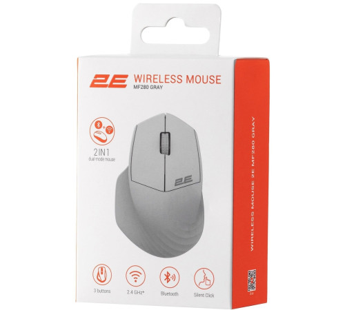 Мышь 2E MF280 Silent WL BT Gray (2E-MF280WGR)