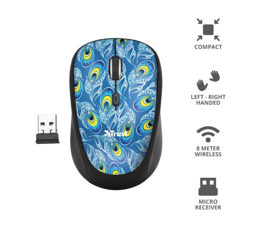 Миша TRUST YVI WIRELESS MOUSE PEACOCK (23388_TRUST)