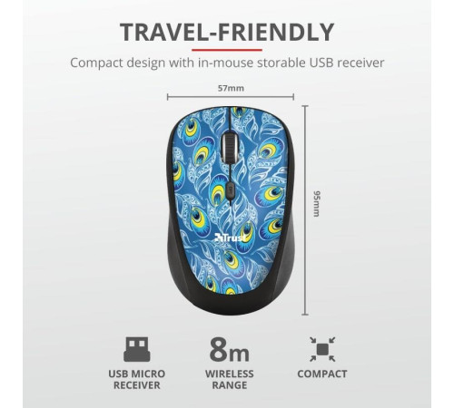Миша TRUST YVI WIRELESS MOUSE PEACOCK (23388_TRUST)