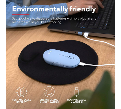 Миша Trust Puck Rechargeable Ultra-Thin BT WL Silent Blue (24126)