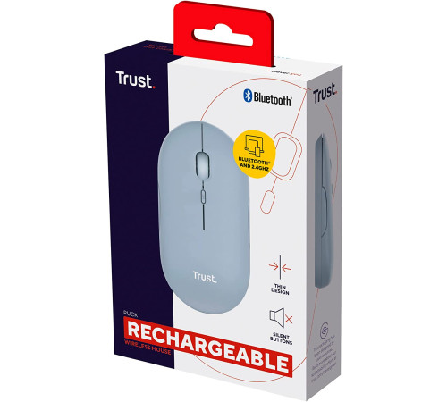 Миша Trust Puck Rechargeable Ultra-Thin BT WL Silent Blue (24126)