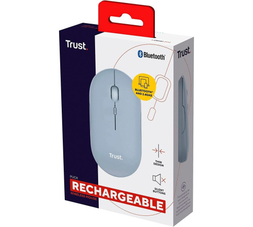 Миша Trust Puck Rechargeable Ultra-Thin BT WL Silent Blue (24126)