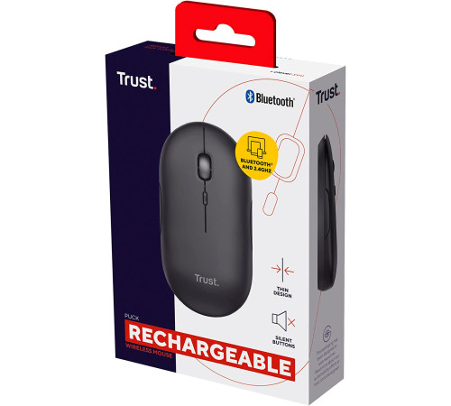 Миша Trust Puck Rechargeable Ultra-Thin BT WL Silent Black (24059_TRUST)