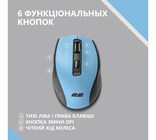 Мышь 2E MF250 Silent WL Blue (2E-MF250WBL)