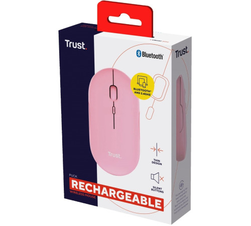 Миша Trust Puck Rechargeable Ultra-Thin BT WL Silent Pink (24125_TRUST)