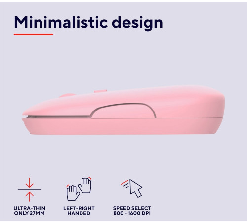 Миша Trust Puck Rechargeable Ultra-Thin BT WL Silent Pink (24125_TRUST)