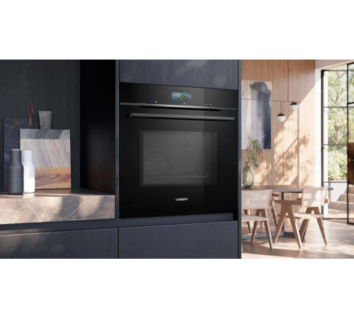 Духовой шкаф Siemens HM736G1B1 электрический, 67л, A, дисплей, конвекция, пиролиз, ф-ция СВЧ, черный