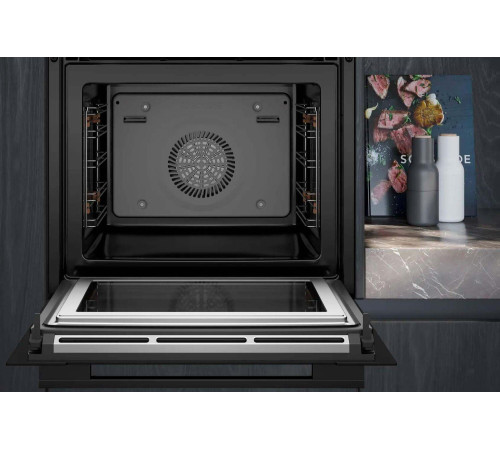Духовой шкаф Siemens HM736G1B1 электрический, 67л, A, дисплей, конвекция, пиролиз, ф-ция СВЧ, черный