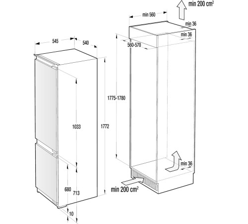 Встраиваемый холодильник Gorenje NRKI2181A1