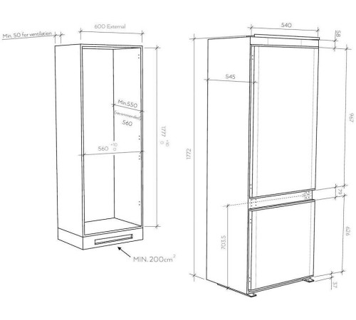 Встраиваемый холодильник CANDY CBL3518F