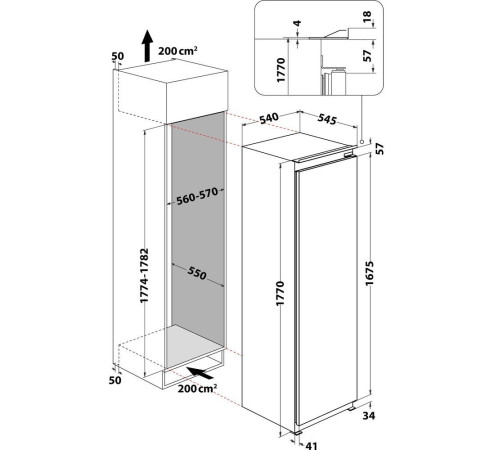 Встраиваемая холодильная камера Whirlpool ARG18082A ++