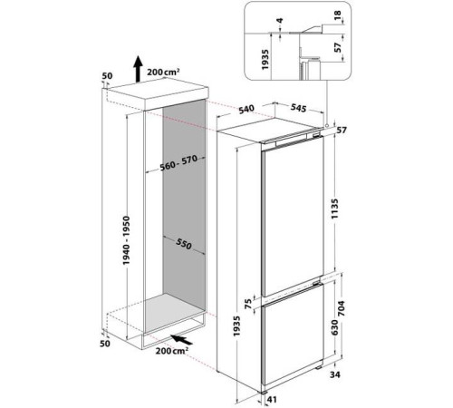 Встраиваемый холодильник Whirlpool ART 9610/A+