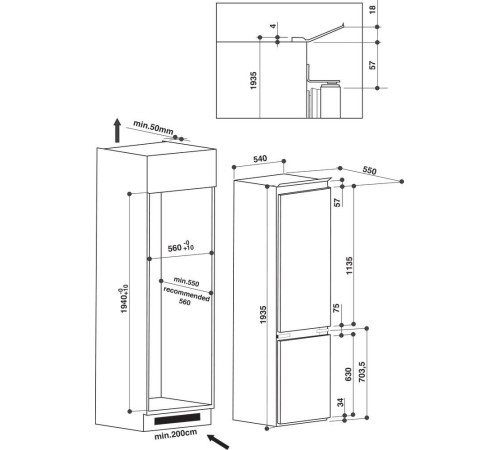 Встраиваемый холодильник Whirlpool ART 9610/A+