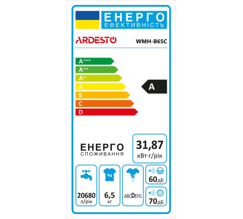 Вертикальная стиральная машина Ardesto WMH-B65C