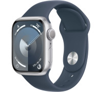Смарт-часы Apple Watch Series 9 GPS 41mm Silver Aluminium Case with Storm Blue Sport Band - M/L