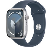 Смарт-часы Apple Watch Series 9 GPS 45mm Silver Aluminium Case with Storm Blue Sport Band - M/L
