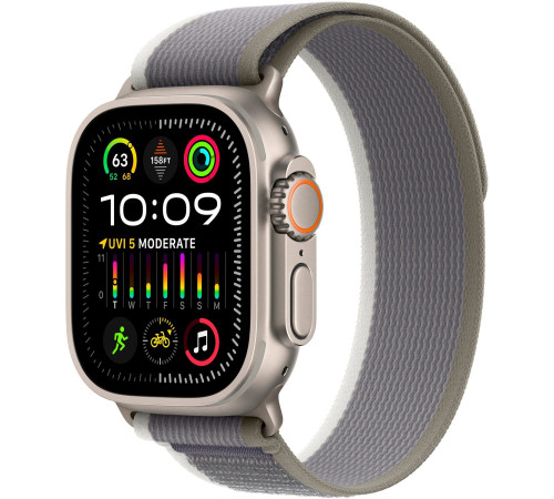 Смарт-часы Apple Watch Ultra 2 GPS + Cellular, 49mm Titanium Case with Green/Grey Trail Loop - M/L