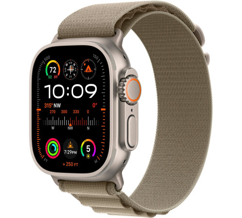 Смарт-часы Apple Watch Ultra 2 GPS + Cellular, 49mm Titanium Case with Olive Alpine Loop - Medium