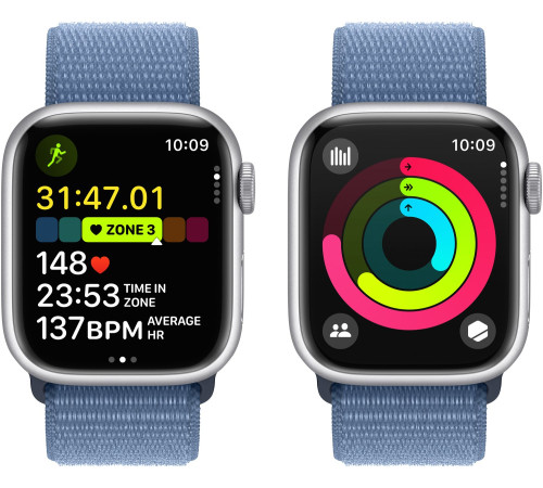 Смарт-часы Apple Watch Series 9 GPS 41mm Silver Aluminium Case with Winter Blue Sport Loop