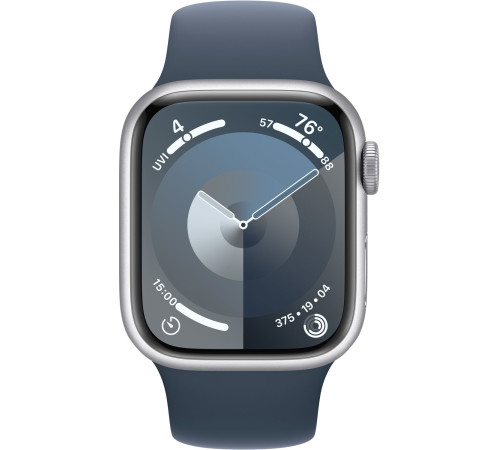 Смарт-часы Apple Watch Series 9 GPS 41mm Silver Aluminium Case with Storm Blue Sport Band - S/M