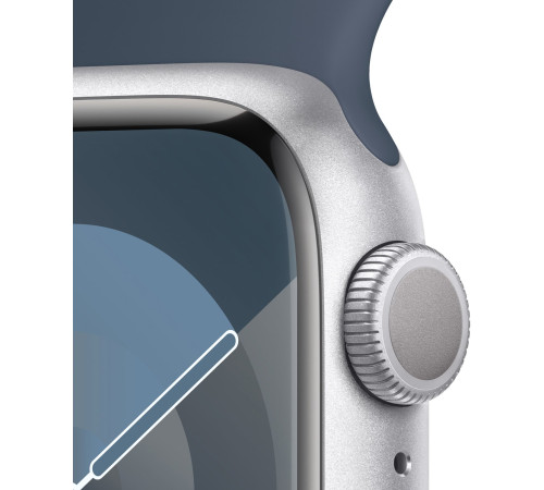 Смарт-часы Apple Watch Series 9 GPS 41mm Silver Aluminium Case with Storm Blue Sport Band - S/M