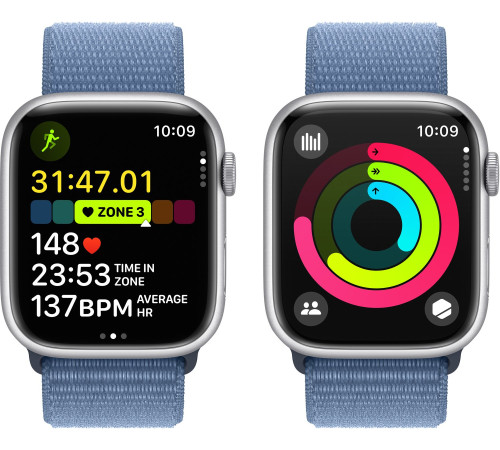 Смарт-часы Apple Watch Series 9 GPS 45mm Silver Aluminium Case with Winter Blue Sport Loop