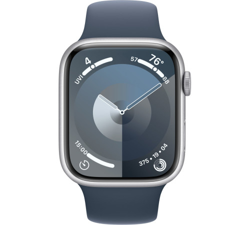 Смарт-часы Apple Watch Series 9 GPS 45mm Silver Aluminium Case with Storm Blue Sport Band - M/L