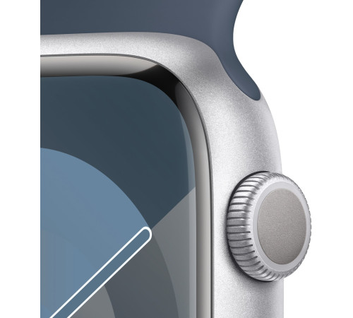 Смарт-часы Apple Watch Series 9 GPS 45mm Silver Aluminium Case with Storm Blue Sport Band - M/L