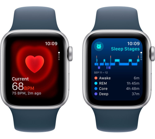 Смарт-часы Apple Watch SE GPS 40mm Silver Aluminium Case with Storm Blue Sport Band - S/M