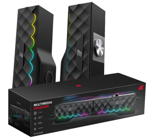 Саундбар 2E-PCS232BK Soundbar, 2.0, USB, Black (2E-PCS232BK)