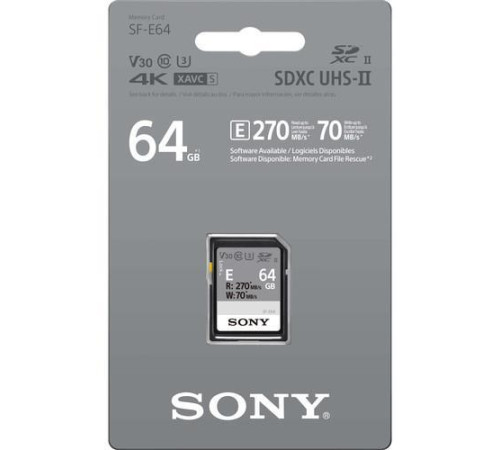 Карта пам'яті Sony 64GB SDXC C10 UHS-II U3 V60 R270/W70MB/s Entry