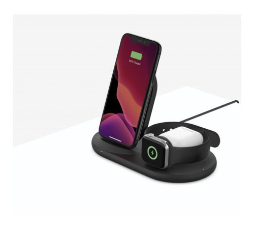 Бездротовий ЗП Belkin 3-in-1 Wireless Pad/Stand/Apple Watch Black