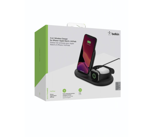 Бездротовий ЗП Belkin 3-in-1 Wireless Pad/Stand/Apple Watch Black
