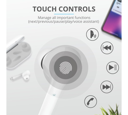 Навушники Trust Nika Touch True Wireless Mic White