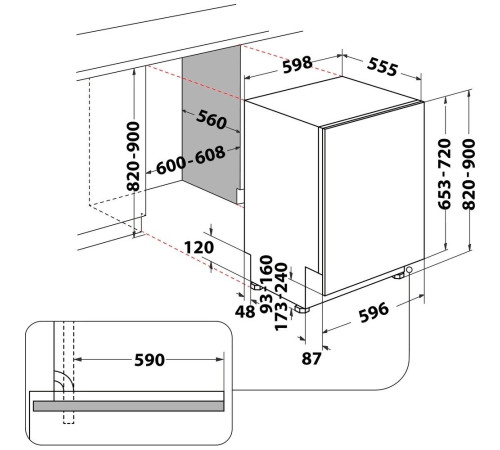 Встраиваемая посудомоечная машина Whirlpool WIO3C33E6.5