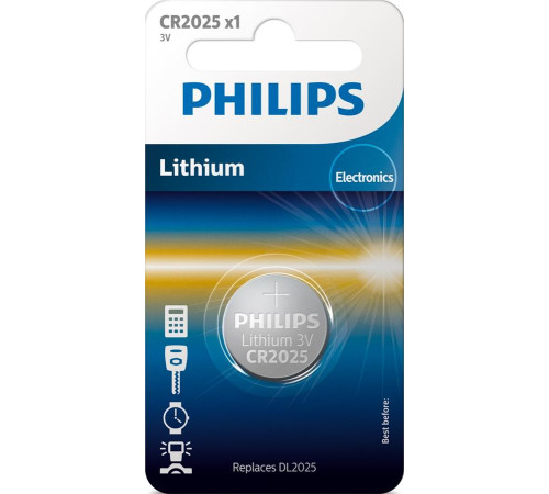 Батарейка Philips CR-2025 bat(3B) Lithium 1шт (CR2025/01B)