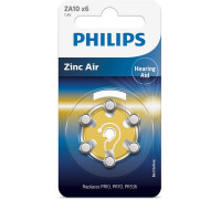 Батарейка Philips ZA10 bat(1.4B) Zinc Air 6шт (ZA10B6A/00)