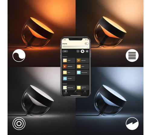 Настільний світильник розумний Philips Hue Iris, 2000K-6500K, RGB, ZigBee, Bluetooth, димування, чор