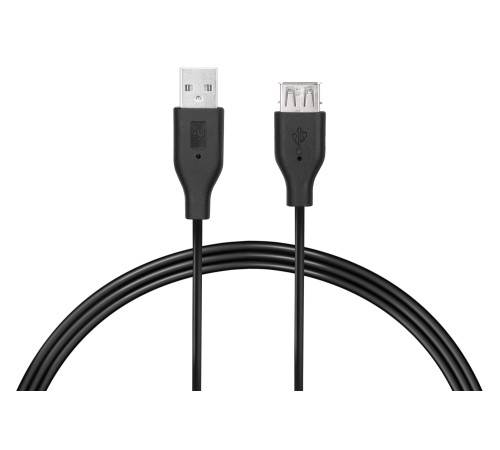 Кабель 2E USB 2.0 (AM/AF), 3m, black