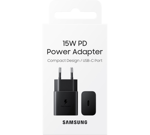 Мережевий зарядний пристрій Samsung 15W Power Adapter (w/o cable) Black