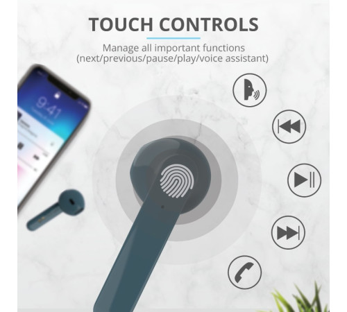 Навушники Trust Primo Touch True Wireless Mic Blue