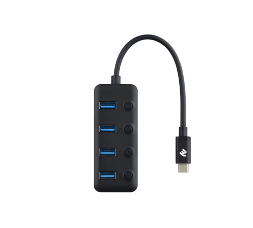 Адаптер 2Е USB-C to 4xUSB3.0, Hub with switch, 0.25 м