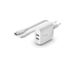 Мережевий ЗП Belkin Home Charger 24W DUAL USB 2.4A, Lightning 1m White