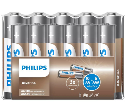Батарейка Philips AA+AAA bat Alkaline 10+6шт (LR036A16F/10)