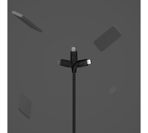Кабель Belkin USB-A - Lightning плетений, силіконовий, з ремінцем на магніті, 1м, Black