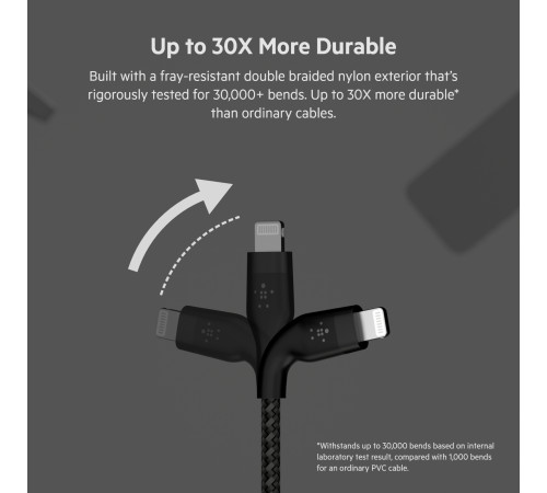 Кабель Belkin USB-A - Lightning плетений, силіконовий, з ремінцем на магніті, 1м, Black