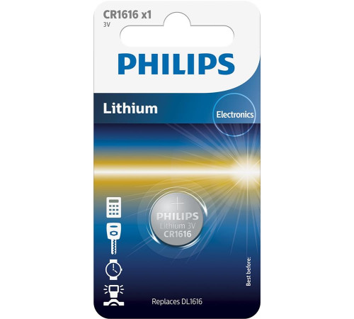 Батарейка Philips CR-1616 bat(3B) Lithium 1шт (CR1616/00B)
