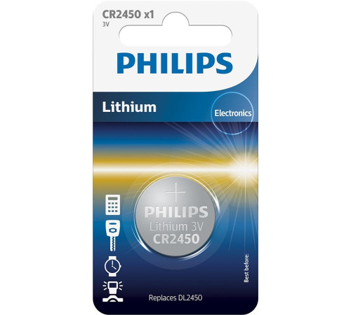 Батарейка Philips CR-2450 bat(3B) Lithium 1шт (CR2450/10B)