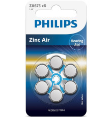 Батарейка Philips ZA675 bat(1.4B) Zinc Air 6шт (ZA675B6A/00)